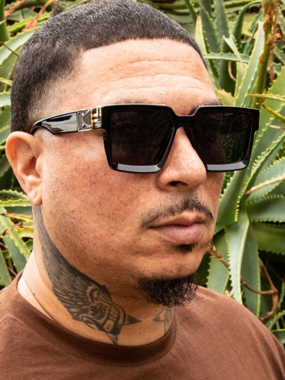 Hip Hop Fashion Large Dark Black Tint Mens Gold Trim Square Designer Sunglasses